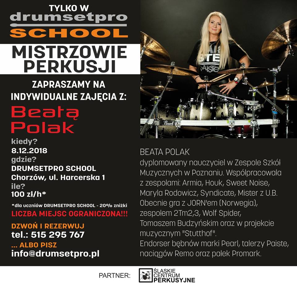 Beata Polak w Drumsetpro School